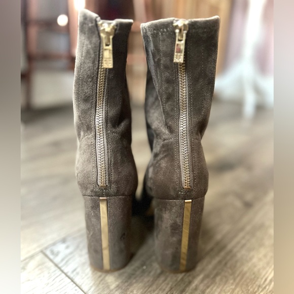 Ivanka Trump Taupe Suede Heeled Boots - Picture 3 of 8